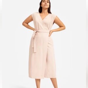 EVERLANE Japanese GoWeave Short-sleeve Wrap Dress -Sz 10 Blush Pink